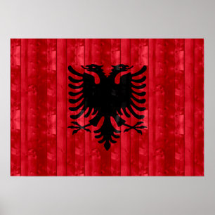 Póster Wooden Albanian Flag