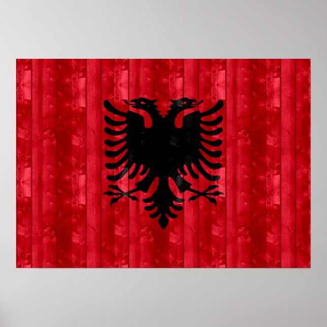 Póster Wooden Albanian Flag (Frente)