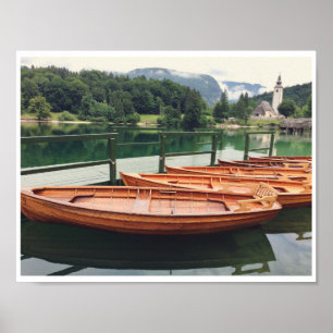Poster Wooden Boats Eslovênia Cêntico Lago Fotografia Mis