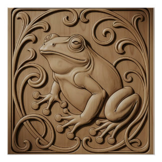 Póster Wooden Frog Glossy Poster
