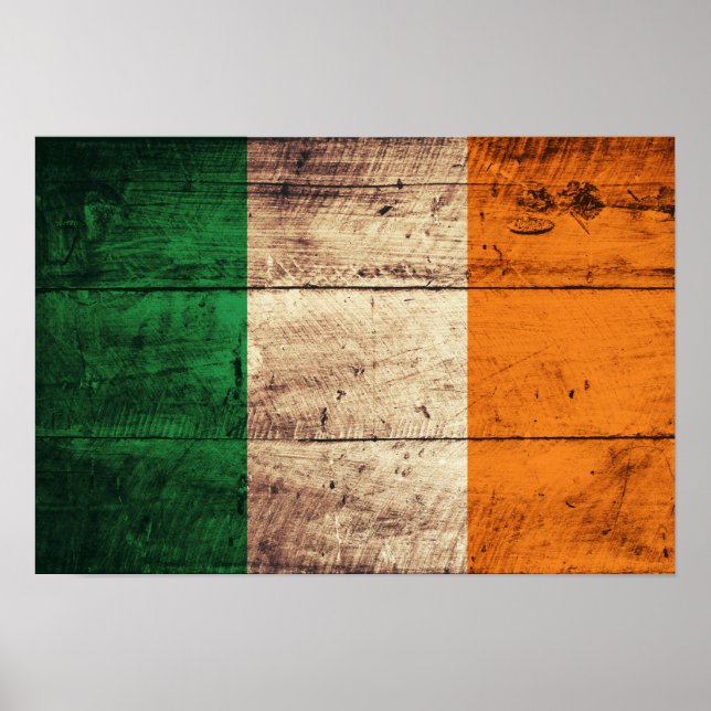 Póster Wooden Ireland Flag (Frente)