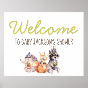 Poster Woodland Animals Birthday or Shower Welcome Sign
