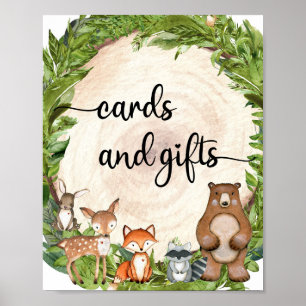 Poster Woodland animals forest wood cards and gifts sign