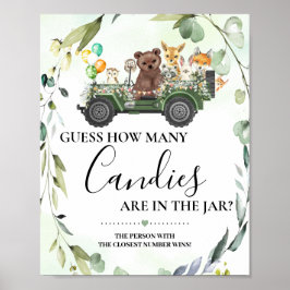 Poster Woodland Animas Quantas Candies Jogo de Chá de fra