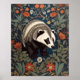 Poster Woodland Badger William Morris Inspirou