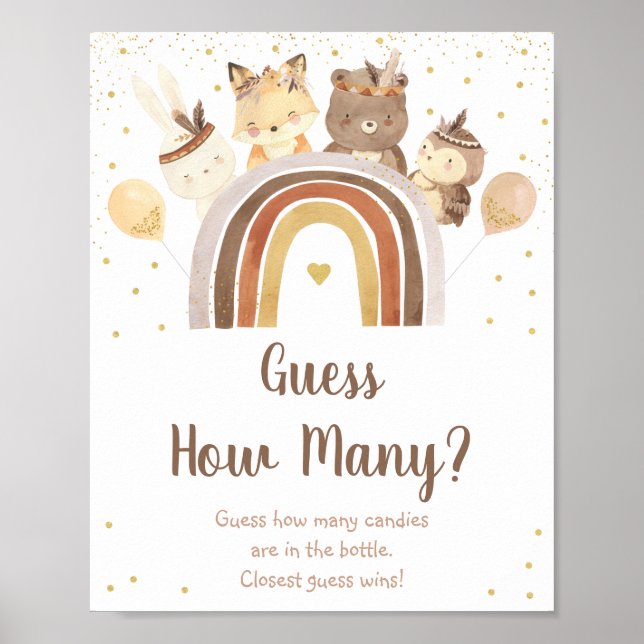 Poster Woodland Boho Rainbow Adivinha Quantos Jogos De Po (Frente)