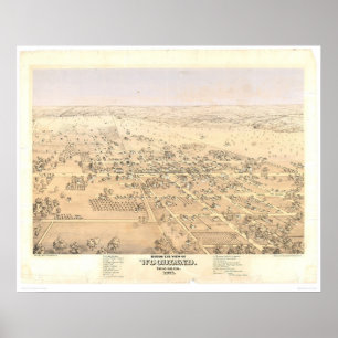 Poster Woodland, CA. Mapa Panorâmico (1874A)