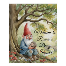 Póster Woodland Creature Gnome baby shower poster