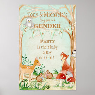 Poster Woodland cria animais cervos Raposa Raposa Coelho