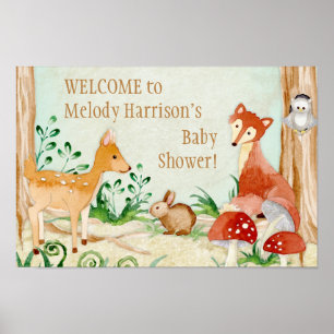 Poster Woodland cria animais cervos Raposa Raposa Coelho 