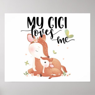 Poster Woodland Deer Doe and Baby Fawn My Gigi Me ama