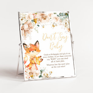 Poster Woodland Floral Fox Chá de fraldas Don't say Baby