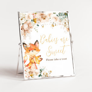 Poster Woodland Floral Fox Chás de fraldas Bebês são doce