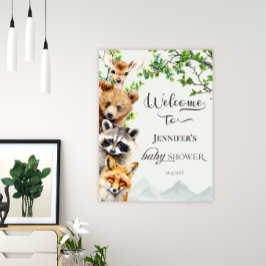Poster Woodland Forest Animals Baby Shower Welcome