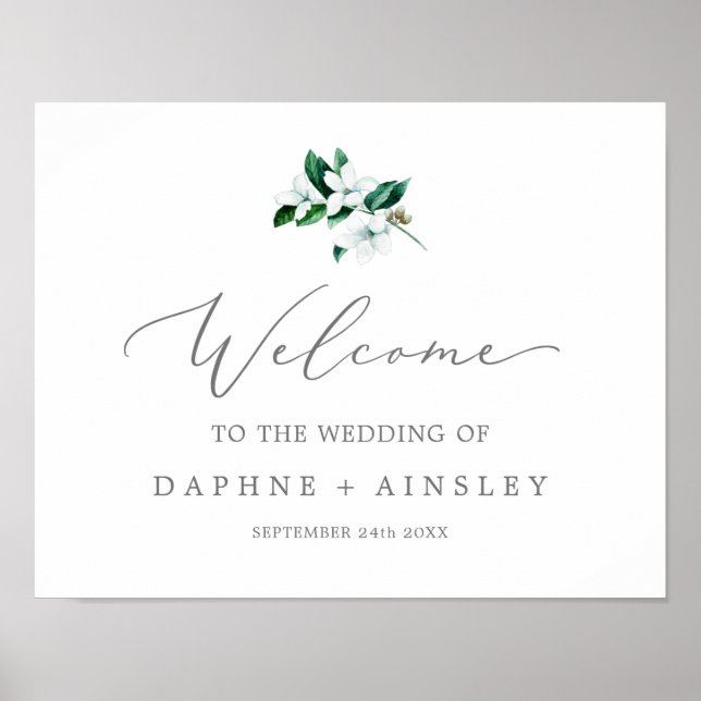 Poster Woodland Greenery Wedding Bem-vindo (Frente)