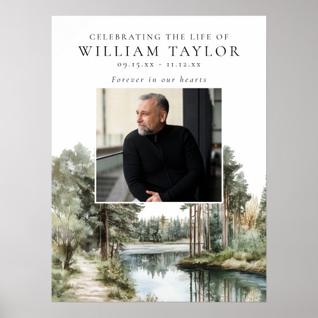 Poster Woodland Lake Celebration Of Life Welcome Sign (Frente)