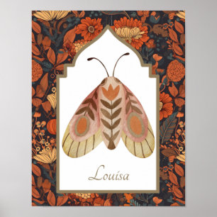 Poster Woodland Moth Terthy Fall Wall Art Floral Wall