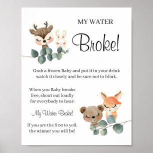 Poster Woodland My Water Broke Sinal de jogo de Chá de fr