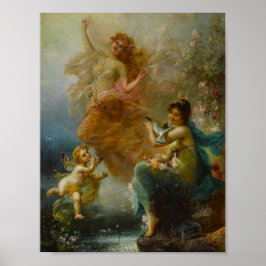 Poster Woodland Ninfhs por um Stream de Hans Zatzka