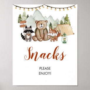 Poster Woodland One Happy Camper First Birday Snacks
