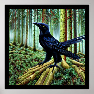 Poster Woodland Rustic Black Raven