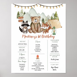 Poster Woodland Um Feliz Camper Primeiro Aniversário Mile