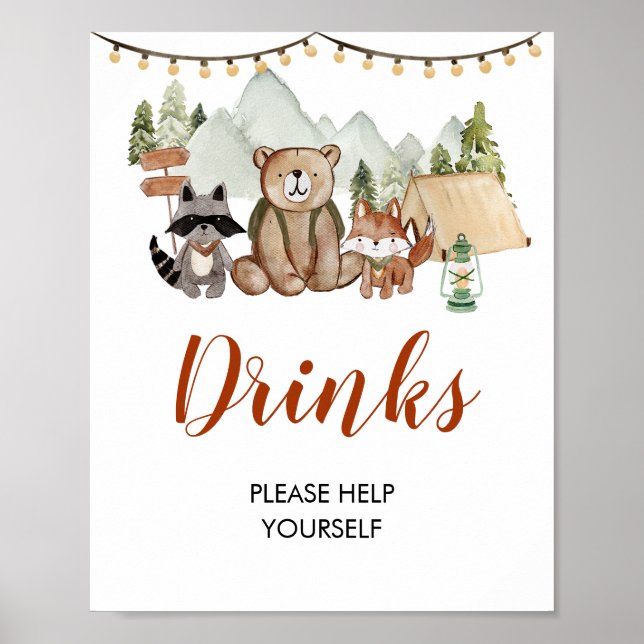 Poster Woodland Um Feliz Camper Primeiro Bebidas De Anive (Frente)