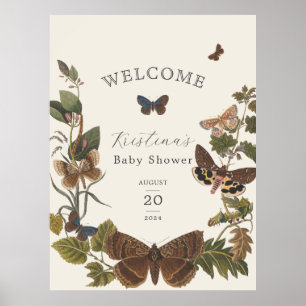 Poster Woodland Vintage Chá de fraldas Botânico Bem-vindo
