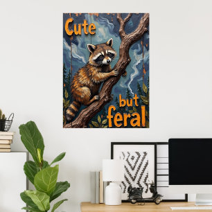 Poster Woodland Watcher: Raccoon em um Limb