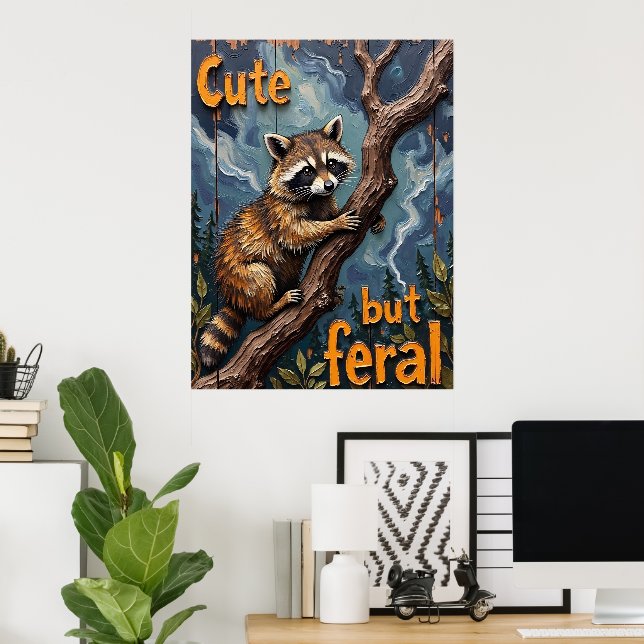 Poster Woodland Watcher: Raccoon em um Limb (Escritório em casa)
