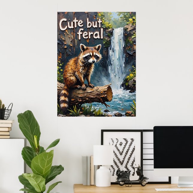 Poster Woodland Whimsy: Raccoon por Falls (Escritório em casa)
