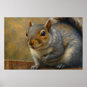 Poster Woodland Whimsy - Retrato Realista de Esquilo