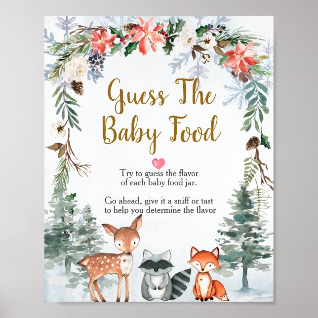 Poster Woodland Winter Animal Forest Adivinha a Comida do (Frente)