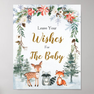 Poster Woodland Winter Animal Forest Wish para bebê