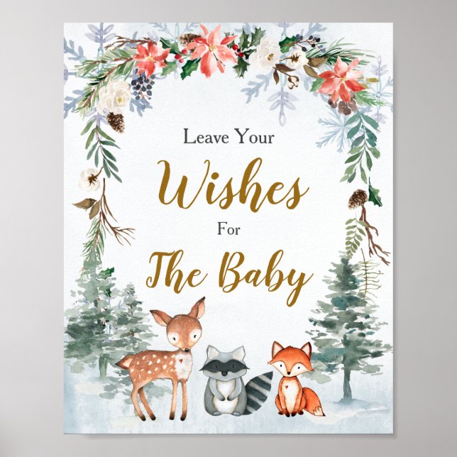 Poster Woodland Winter Animal Forest Wish para bebê (Frente)