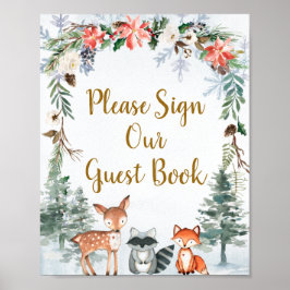 Poster Woodland Winter Animal Por Favor Assine Nosso Conv