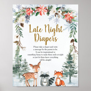 Poster Woodland Winter Animals Forest Late Night Diapers