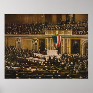 Póster Woodrow Wilson que pede que o congresso declare a