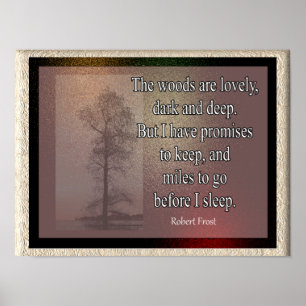 Poster Woods são adoráveis - citação de Robert Frost - im