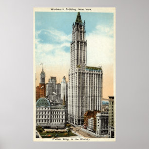 Poster Woolworth Building New York Repro Vintage 1921