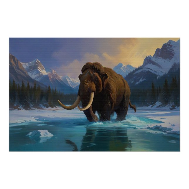 Póster Wooly Mammoth e Montanhas Rochosas (Frente)