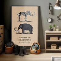 Wooly Mammoth e Skeleton Animais Pré-Históricos