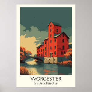 Poster Worcester Massachusetts Vintage Arte Histórica de 