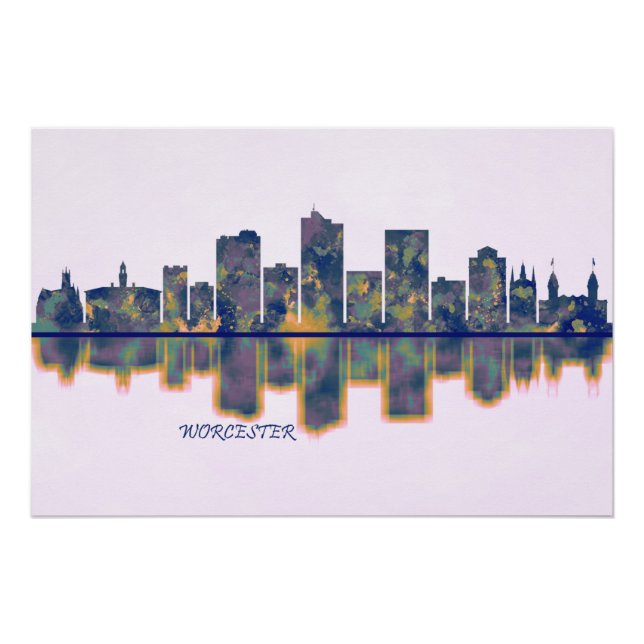 Póster Worcester Skyline (Frente)