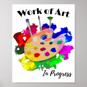 Poster Work Of Art In Progress Artist Palette Brushes