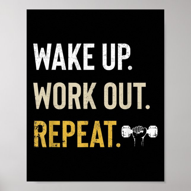 Poster Workou Wake Up Insrational And Motivational Gym Gi (Frente)