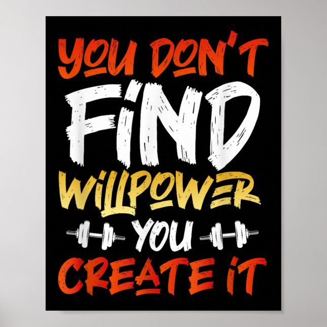 Poster Workout Motivacional Willpower Cote Dumbbell Grap (Frente)