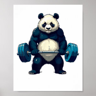 Poster Workout Panda Deadlifter Engraçado Tee Gym Levanta