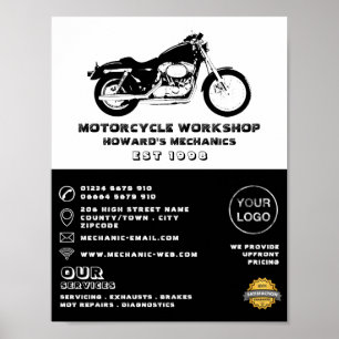 Poster Workshop de motocicletas, propaganda mecânica e de