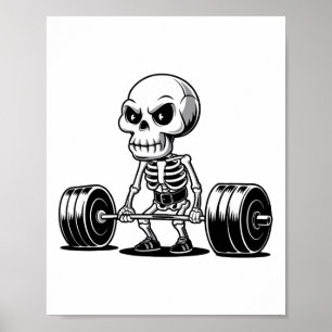 Poster Workshop Skeleton Deadlifter Engraçado Gym Levanta